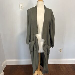 Chelsea 28 Women Green Open Front‎ Cardigan XS Tunic Pockets